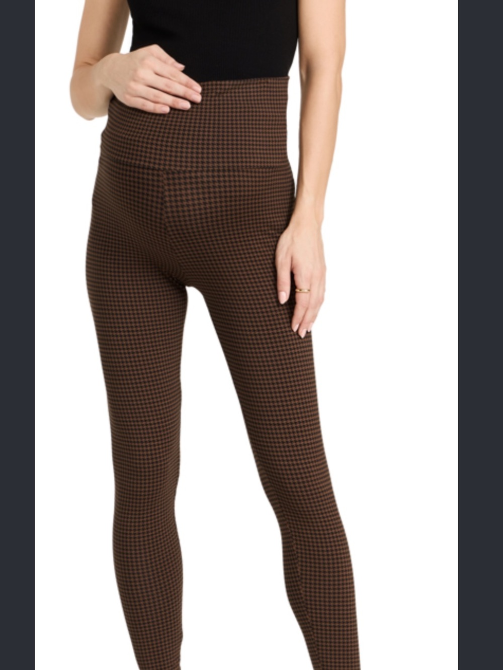 Hatch Chestnut Brown Houndstooth High-Waist Leggings